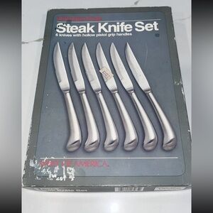 Washington Forge: 6 Serrated Blade & Hollow Pistol Grip Handle Steak Knives: